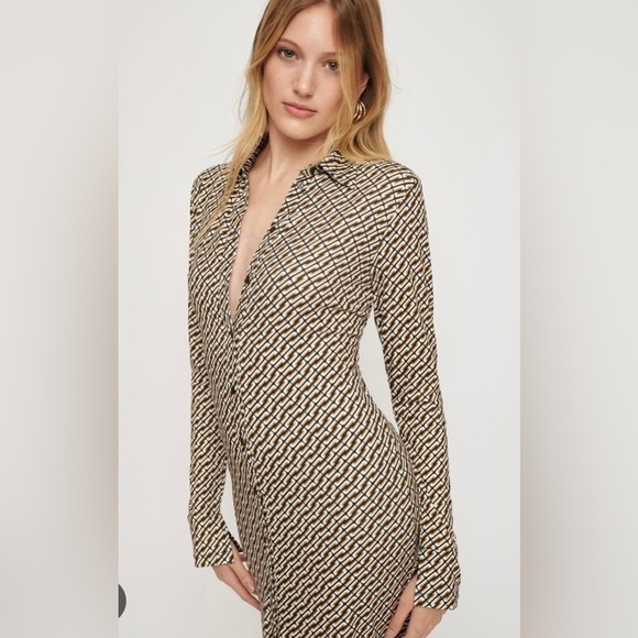 Dynamite Geometric Print Maxi Dress - Black and Cream - Picture 1 of 11